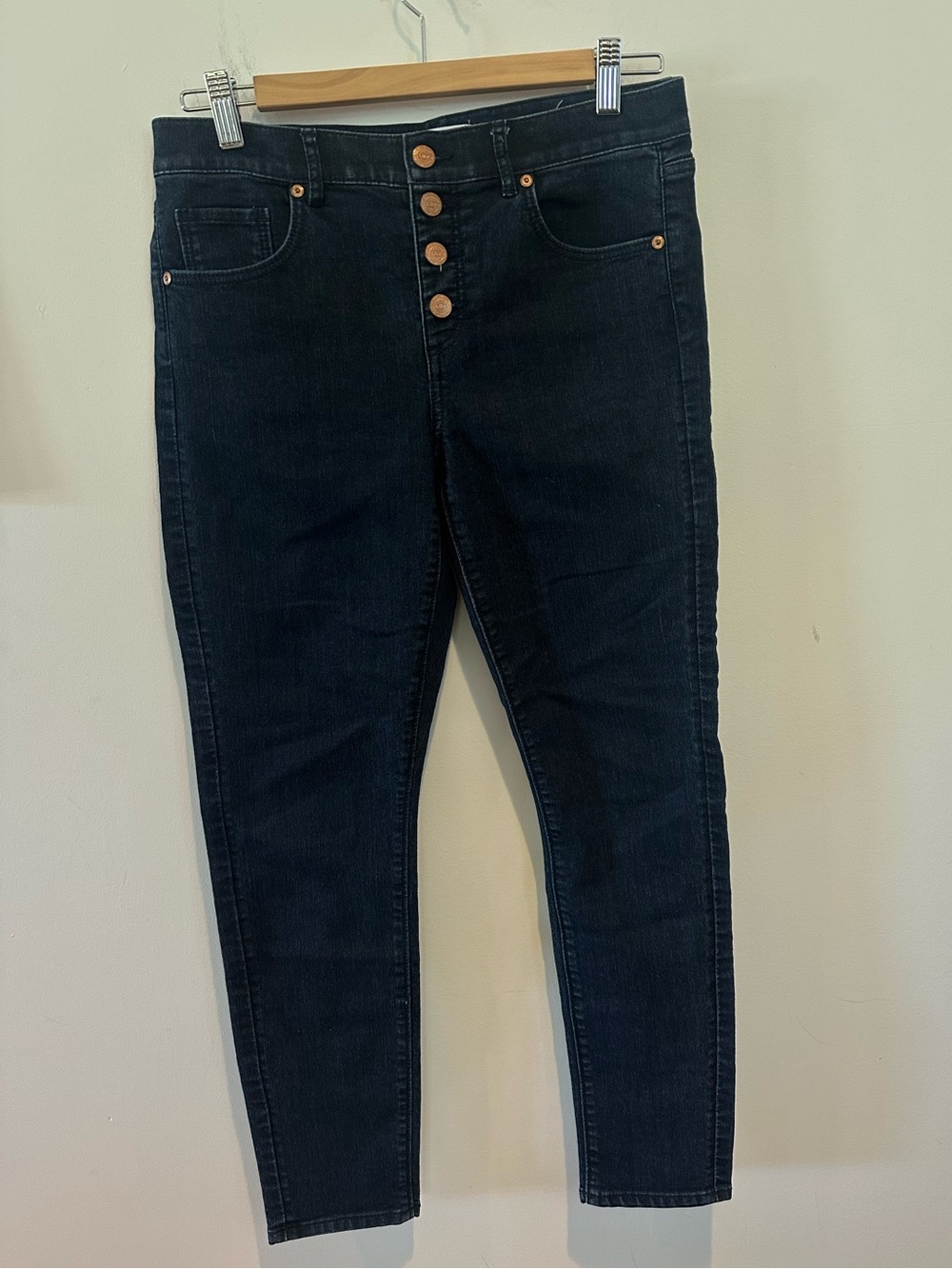 LOFT Skinny Jeans in Dark Wash with Button-Fly